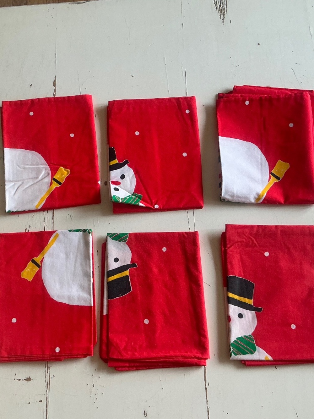 6 Vintage Burlington by VERA Snowman Pillowcases Fun And Festive